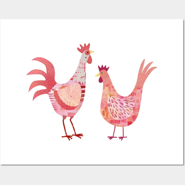 Hen and Cockerel Wall Art by NicSquirrell